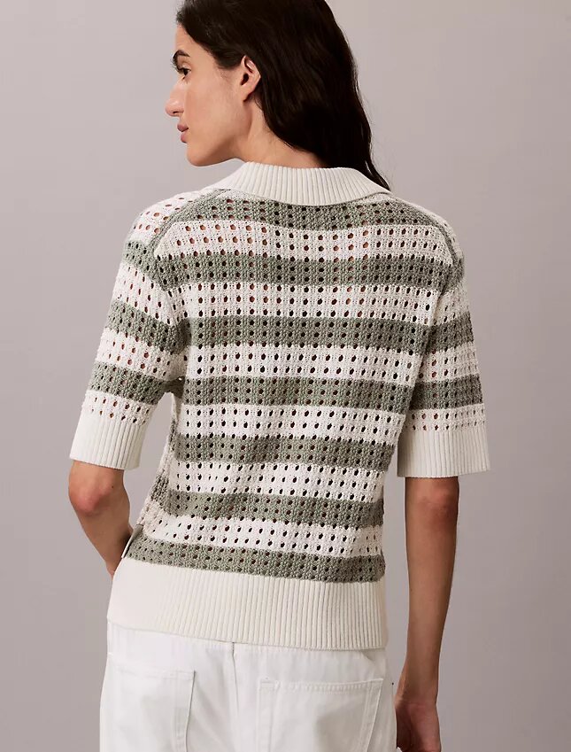 Open Stitch Sweater Polo Shirt Open Stitch Sweater Polo Shirt