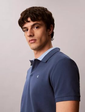 Pique Colorblock Collar Polo Shirt