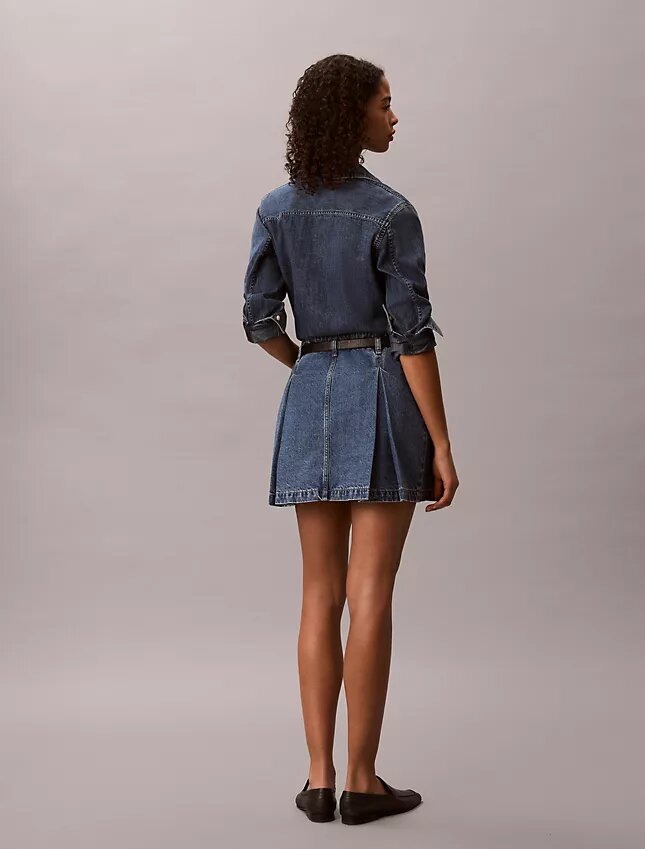 Pleated Denim Mini Skirt Pleated Denim Mini Skirt