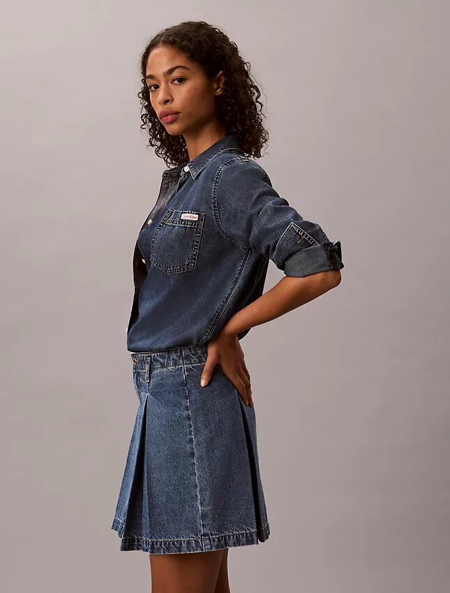 Pleated Denim Mini Skirt Pleated Denim Mini Skirt