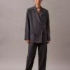 Pleated Wool Gabardine Blend Trouser