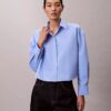 Poplin Cropped Relaxed Button-Down Shirt