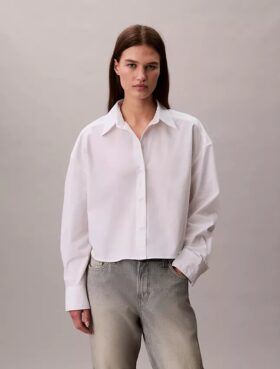 Poplin Cropped Relaxed Button-Down Shirt Poplin Cropped Relaxed Button-Down Shirt