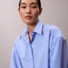 Poplin Cropped Relaxed Button-Down Shirt