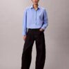 Poplin Cropped Relaxed Button-Down Shirt