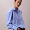 Poplin Cropped Relaxed Button-Down Shirt