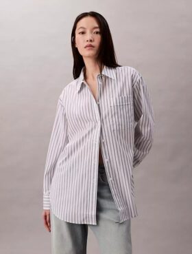 Poplin Striped Relaxed Button-Down Shirt