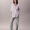 Poplin Striped Relaxed Button-Down Shirt Poplin Striped Relaxed Button-Down Shirt