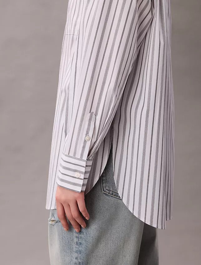 Poplin Striped Relaxed Button-Down Shirt Poplin Striped Relaxed Button-Down Shirt