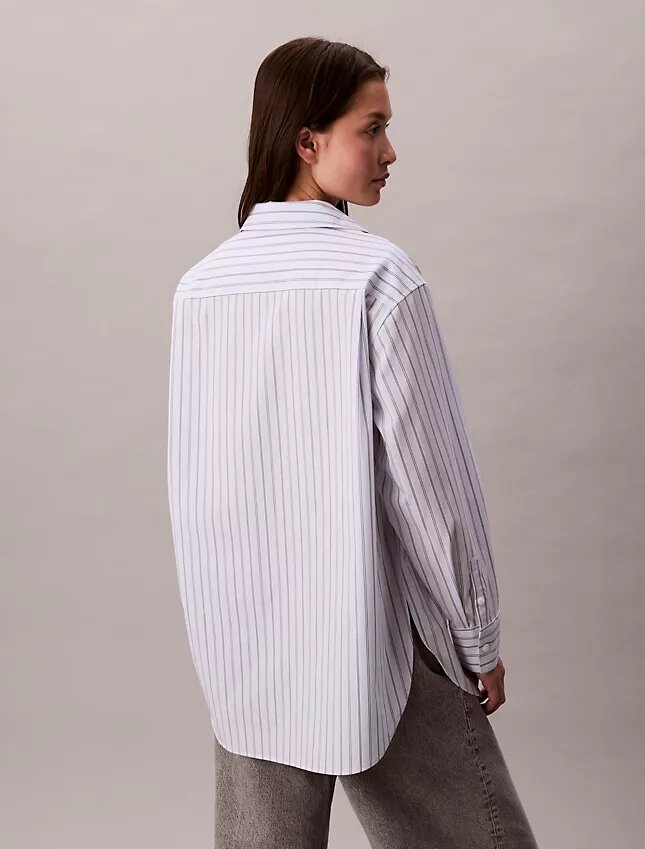 Poplin Striped Relaxed Button-Down Shirt Poplin Striped Relaxed Button-Down Shirt