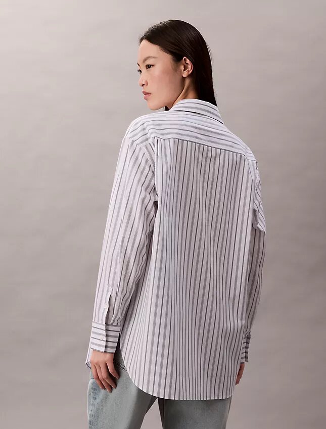 Poplin Striped Relaxed Button-Down Shirt Poplin Striped Relaxed Button-Down Shirt