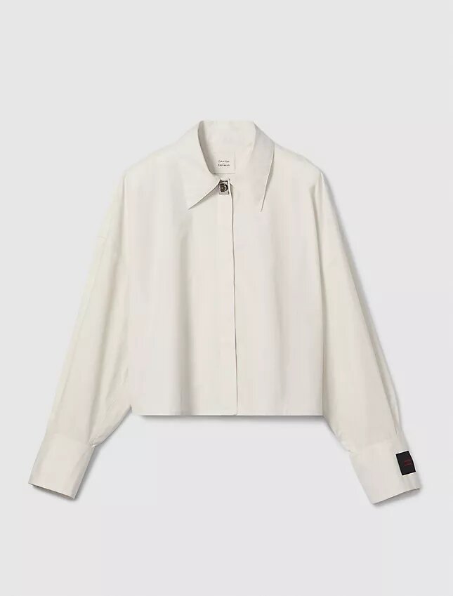 Poplin Woven Cropped Button-Down Shirt Poplin Woven Cropped Button-Down Shirt