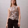 Printed Chiffon Sleeveless Shell Top Printed Chiffon Sleeveless Shell Top