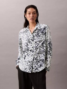 Printed Relaxed Utility Button-Down Shirt