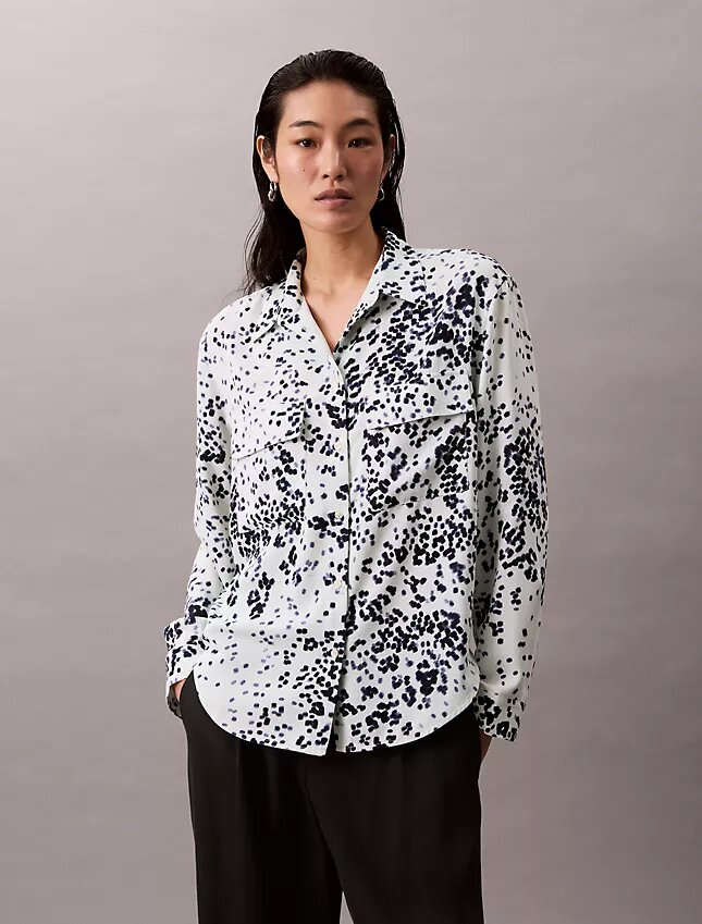 Printed Relaxed Utility Button-Down Shirt Printed Relaxed Utility Button-Down Shirt