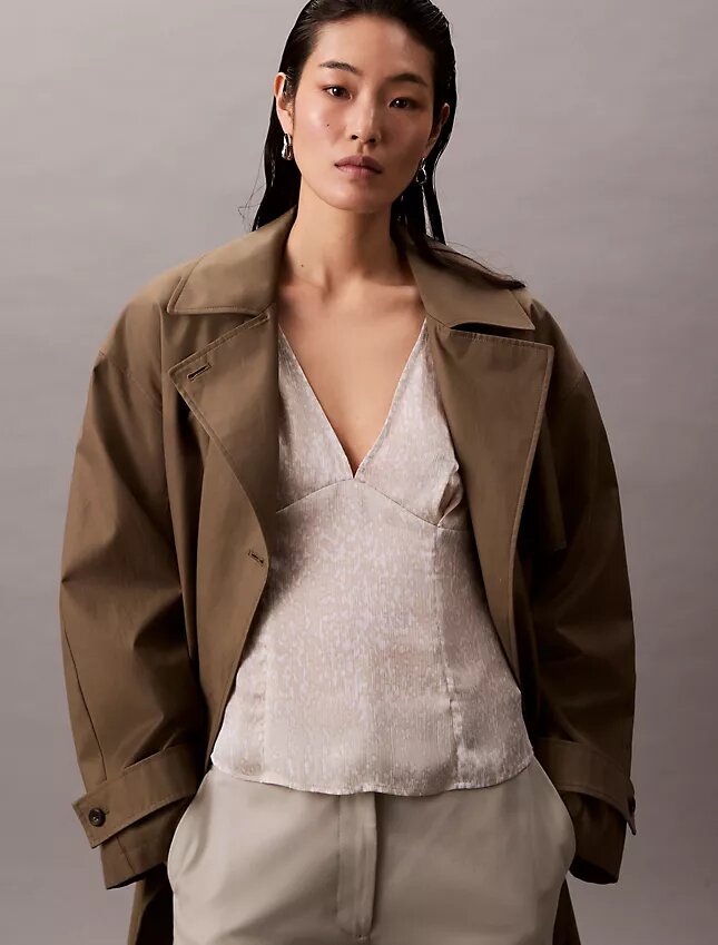 Printed Satin V-Neck Blouse Printed Satin V-Neck Blouse