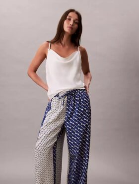 Printed Viscose Twill Wide Leg Pants