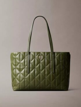 Quilted Emblem Logo Small Tote Bag