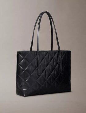 Quilted Emblem Logo Small Tote Bag
