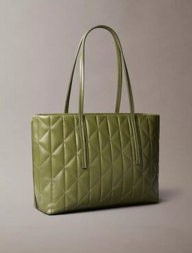 Quilted Emblem Logo Small Tote Bag