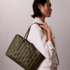 Quilted Emblem Logo Small Tote Bag