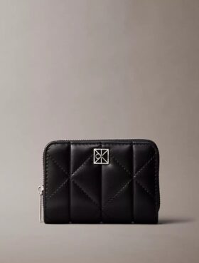 Quilted Emblem Logo Zip Flap Wallet
