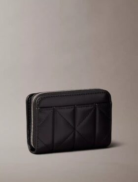 Quilted Emblem Logo Zip Flap Wallet