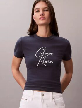 Raised Script Logo Graphic Slim T-Shirt
