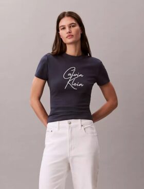 Raised Script Logo Graphic Slim T-Shirt