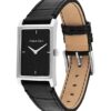 Rectangle Dial Leather Strap Watch