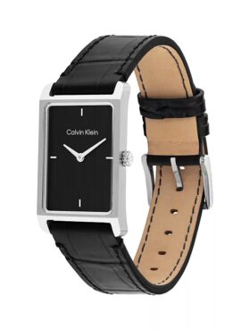 Rectangle Dial Leather Strap Watch