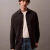 Relaxed Wool Blend Button-Down Shirt