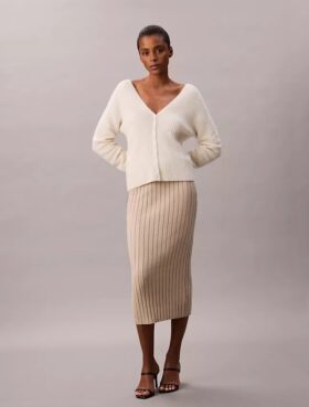 Rib Cotton Midi Skirt