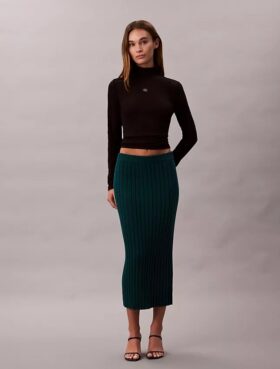 Rib Cotton Midi Skirt