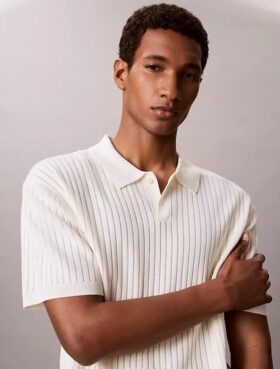 Ribbed Sweater Polo Shirt