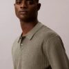 Ribbed Sweater Polo Shirt
