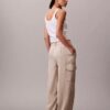 Satin Twill Relaxed Cargo Pants