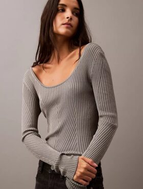 Scoop Neck Rib Sweater