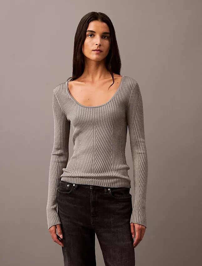 Scoop Neck Rib Sweater Scoop Neck Rib Sweater