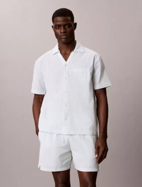 Seersucker Relaxed Sleep Button-Down Shirt