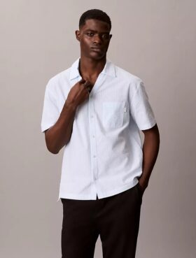 Seersucker Relaxed Sleep Button-Down Shirt