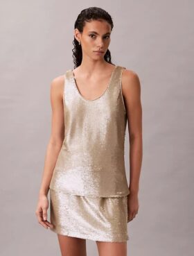 Sequin Scoop Neck Tank Top