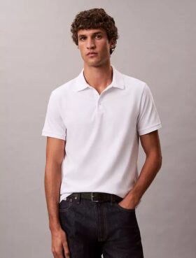Smooth Cotton Blend Monogram Polo Shirt