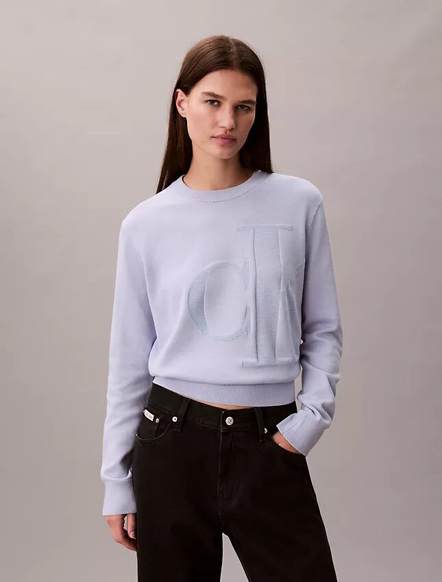 Smooth Cotton Chenille Monogram Sweater Smooth Cotton Chenille Monogram Sweater