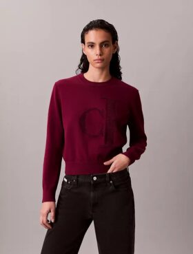 Smooth Cotton Chenille Monogram Sweater
