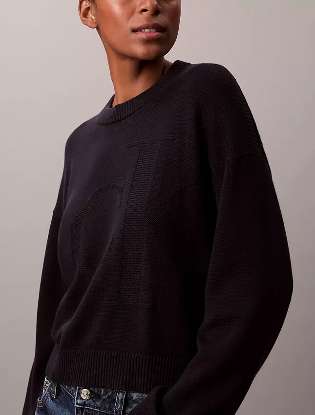 Smooth Cotton Relaxed Monogram Sweater Smooth Cotton Relaxed Monogram Sweater
