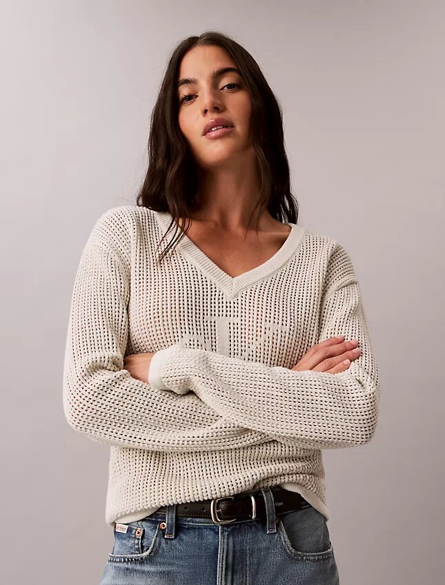 Smooth Cotton Relaxed Monogram Sweater Smooth Cotton Relaxed Monogram Sweater