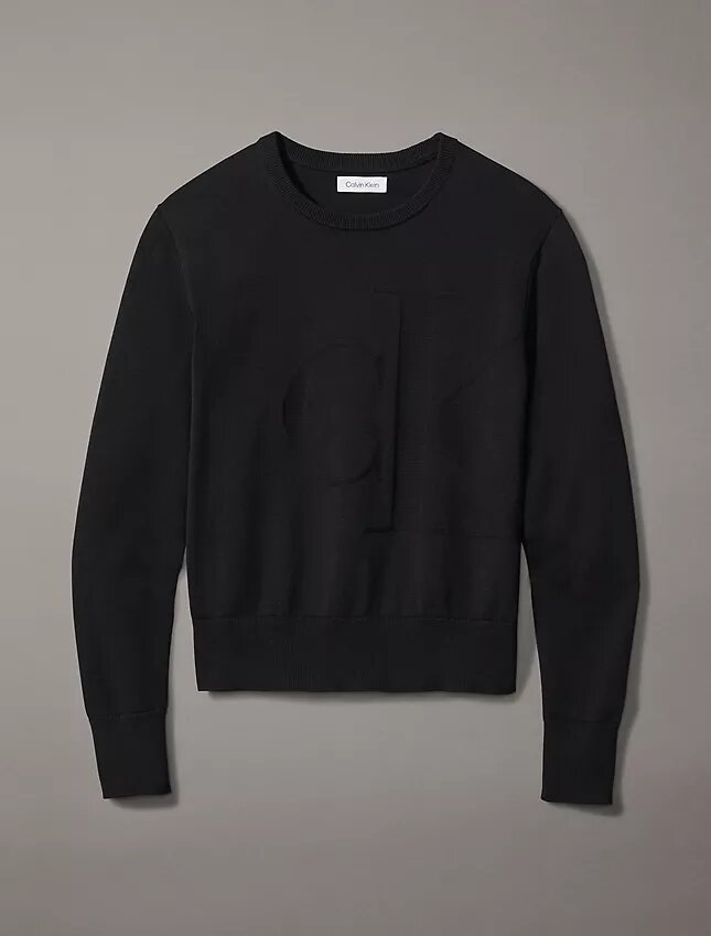 Smooth Cotton Relaxed Monogram Sweater Smooth Cotton Relaxed Monogram Sweater