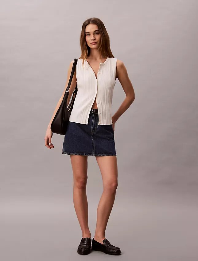 Smooth Cotton Rib Button-Down Tank Top Smooth Cotton Rib Button-Down Tank Top