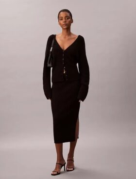 Smooth Cotton Rib Midi Skirt